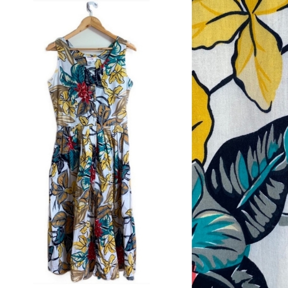 Vintage Dresses & Skirts - 3/30$ VINTAGE Tropical Multicolored Maxi Dress